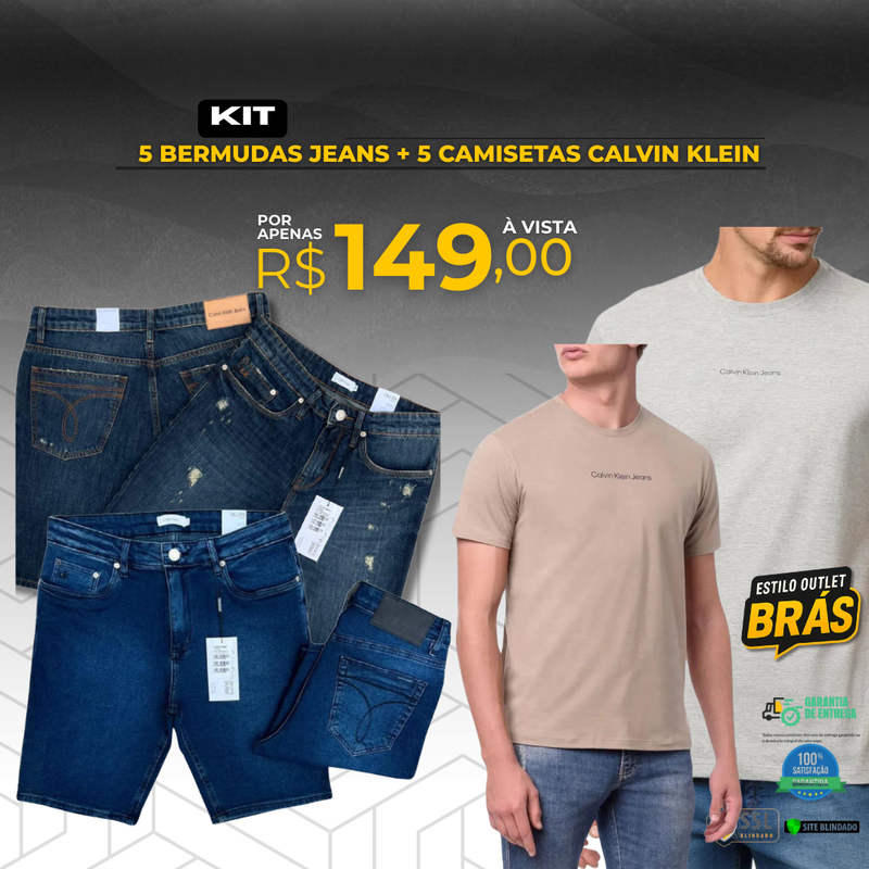 5 BERMUDAS JEANS + 5 CAMISETAS CALVIN KLEIN [QUEIMA ESTOQUE]