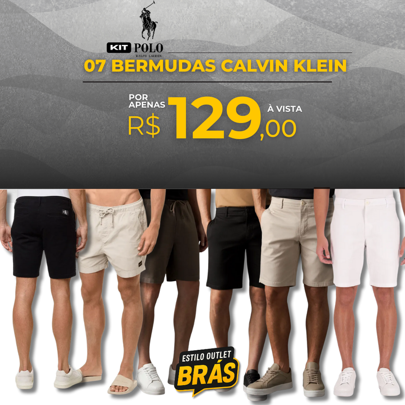 Kit 7 Bermudas Calvin Klein 100% Sarja + 3 Cuecas de Brinde