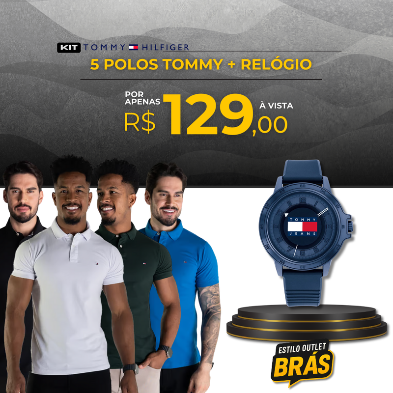 05 Camisas Polo Tommy + Relógio Tommy