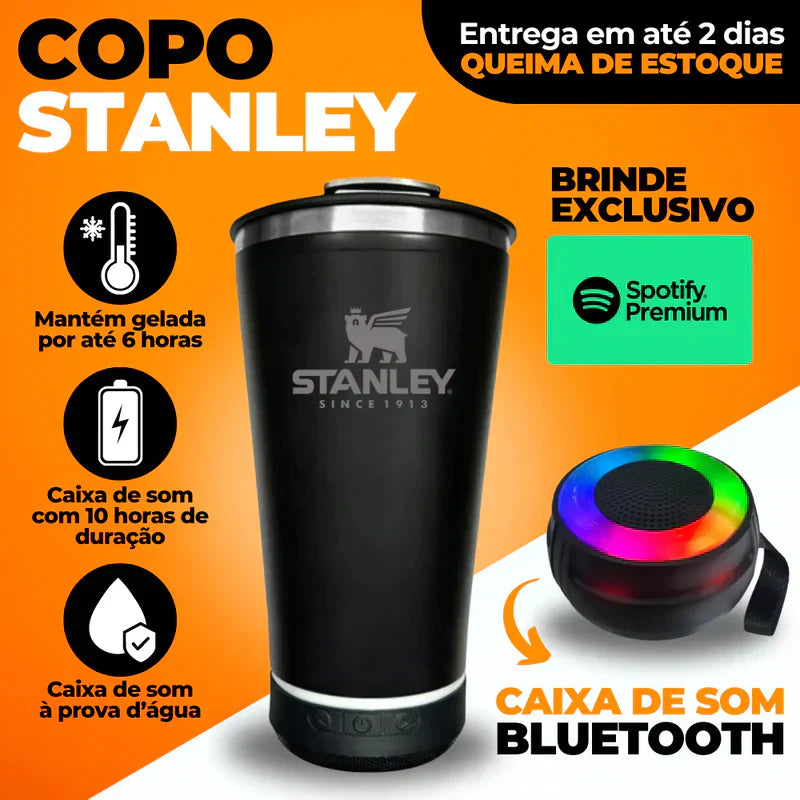 Copo Stanley + Caixa de Som Embutida (COMPRE 1 LEVE 2 + Brinde Exclusivo)