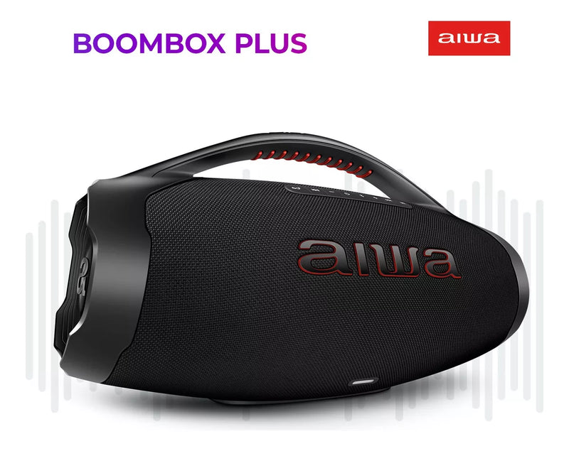 Boombox Aiwa Plus200 w rms Bass Duplos, Luzes de Led Coloridas, Proteção contra àgua+ bolsa de brinde