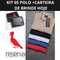 KIT 05 POLO RESERVA CORES SORTIDAS 100% ALGODÃO + 1 CARTEIRA DE BRINDE