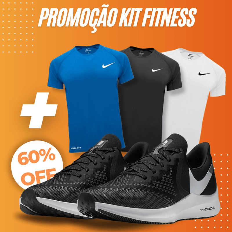 Kit Fitness Tênis Nike Air Winflo + 3 Camisetas Nike DryFit - Promoção - Loja Online