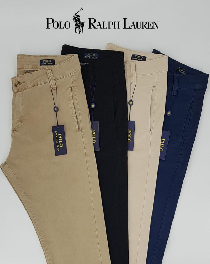 Calça Ralph Lauren de Sarja Chino Stretch Slim Fit - Bege