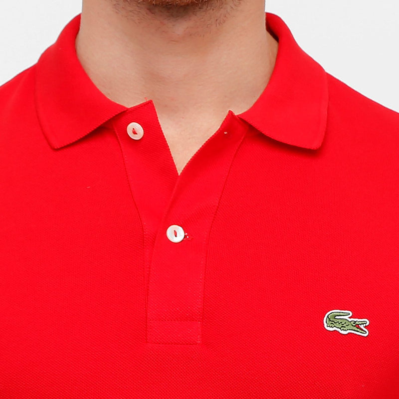 Camisa Gola Polo Lacoste Regular Fit Vermelha