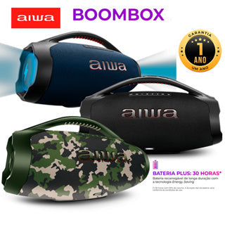 Boombox Aiwa Plus200 w rms Bass Duplos, Luzes de Led Coloridas, Proteção contra àgua+ bolsa de brinde