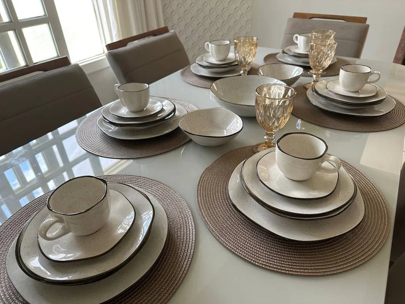 Aparelho  de Jantar Conjunto 54 Peças em Porcelana  Luxo Oxford + Brinde um faqueiro